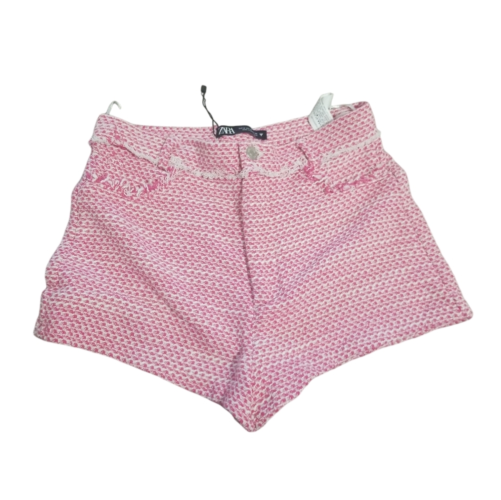 ZARA Tweed Short Shorts Pink Knit Soft - Size M